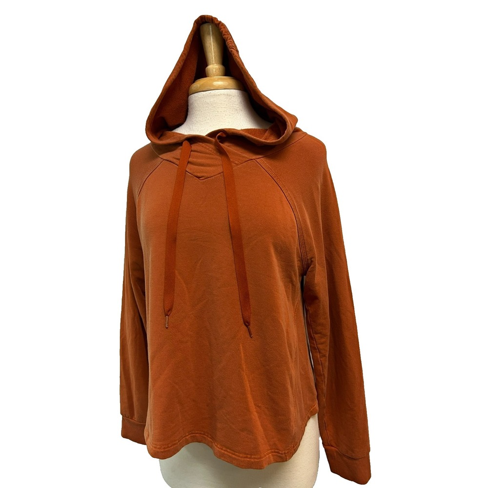 Athleta Boardwalk Hoodie‎ Sweatshirt Canyon Orange Tencel Blend  Curve Hem SZ M